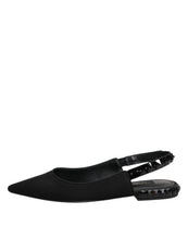 Dolce & Gabbana Black Crystal Charmeuse Slingback Shoes