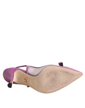 Dolce & Gabbana Purple Leather Mesh High Heels Slingback Shoes