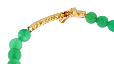 Jade Stone Gold CZ Cross 925 Silver Bracelet Nialaya