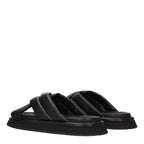 Dolce & Gabbana Black Leather Slippers
