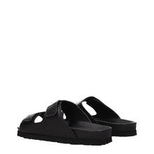 Palm Angels Black Leather Slippers Sandals