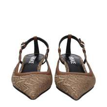 Versace Beige Fabric Mid Heel Pumps