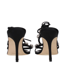 Manolo Blahnik Black Satin Stiletto Heels Sandals