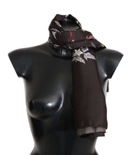 Brown 100% Silk Bird Print Wrap 80cm X 95cm RRP Scarf Dolce & Gabbana