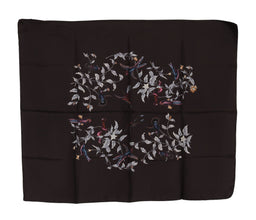 Brown 100% Silk Bird Print Wrap 80cm X 95cm RRP Scarf Dolce & Gabbana