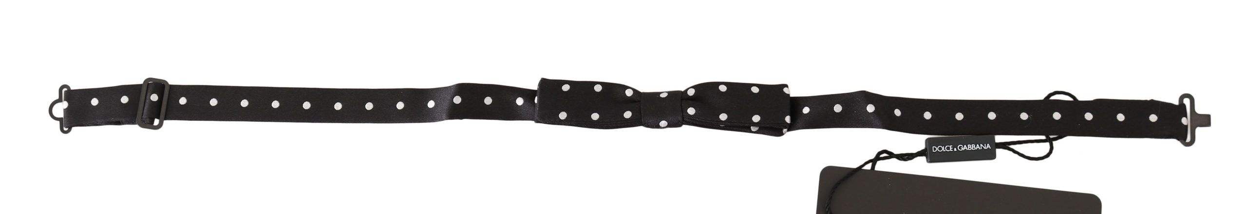 Black 100% Silk Polka Dot Adjustable Neck Bow Tie Dolce & Gabbana