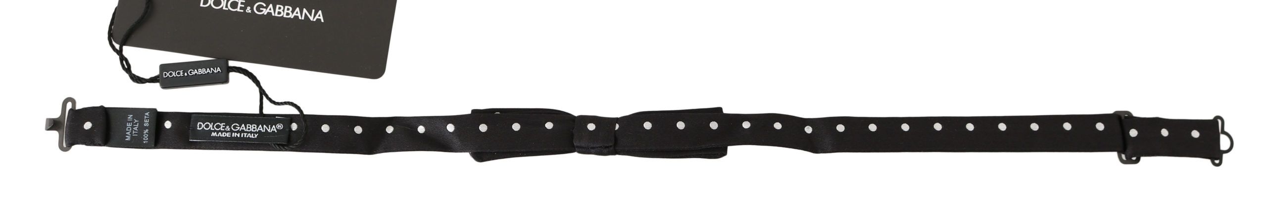 Black 100% Silk Polka Dot Adjustable Neck Bow Tie Dolce & Gabbana