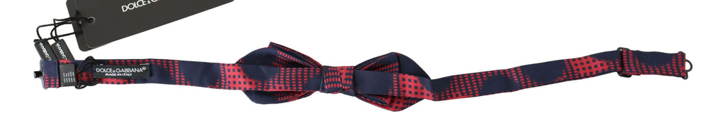 Red Checkered 100% Silk Adjustable Men Neck Bow Tie Dolce & Gabbana