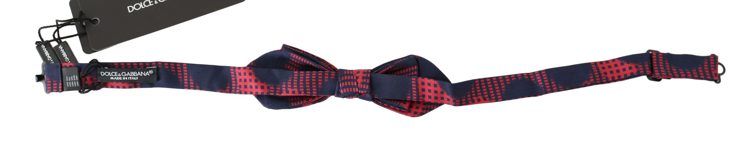 Red Checkered 100% Silk Adjustable Men Neck Bow Tie Dolce & Gabbana
