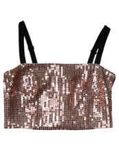 Dolce & Gabbana Pink Sequined Nylon Sleeveless Cropped Top