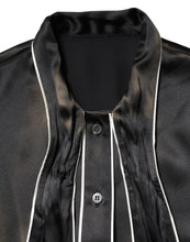 Dolce & Gabbana Black Silk Ascot Collared Button Blouse Top