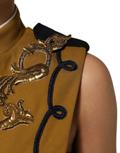 Dolce & Gabbana Yellow Crystal Cross Runway Vest Jacket Top
