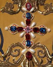 Dolce & Gabbana Yellow Crystal Cross Runway Vest Jacket Top