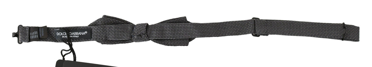 Gray Patterned Silk Adjustable Neck Bow Tie Papillon Dolce & Gabbana