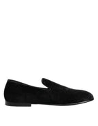 Dolce & Gabbana Black Jacquard Loafers Formal Men Dress Shoes
