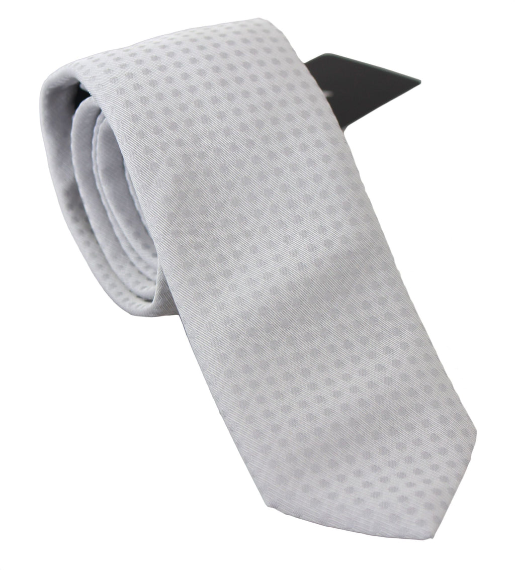 White Patterned Classic Mens Slim Necktie Tie Dolce & Gabbana