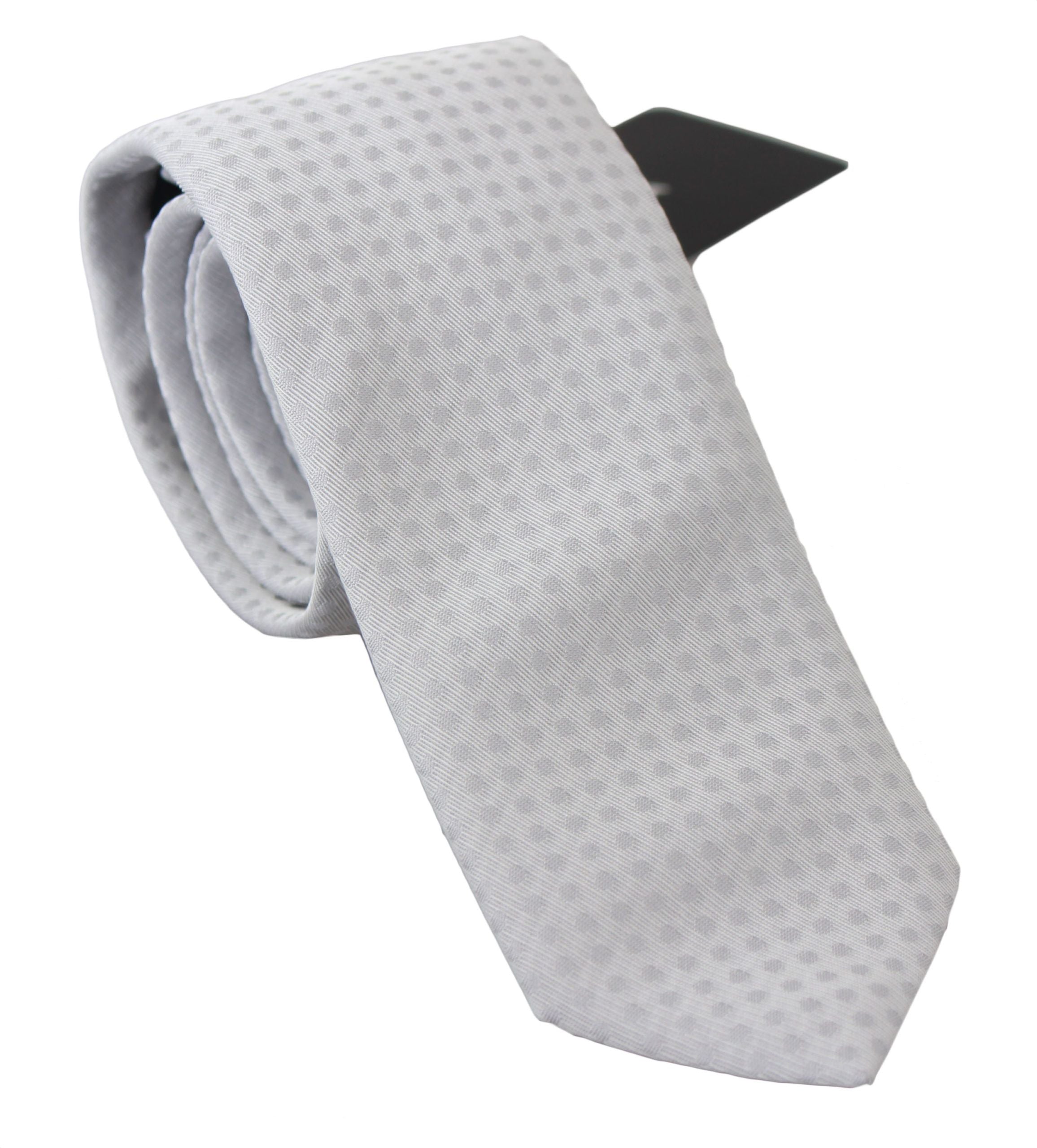 White Patterned Classic Mens Slim Necktie Tie Dolce & Gabbana