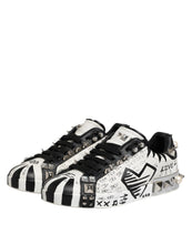 Dolce & Gabbana Black White Studded Low Top Sneakers Shoes