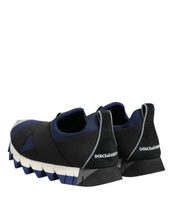 Dolce & Gabbana Blue Black Slip On Low Top Men Sneakers Shoes