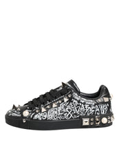 Dolce & Gabbana Black Portofino Stud Embellished Sneakers Shoes