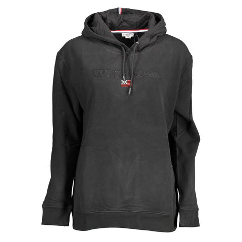 U.S. POLO ASSN. Black Cotton Women Sweater With Contrasting Details