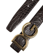 Dolce & Gabbana Black Exotic Leather DG Logo Buckle Belt