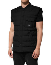 Dolce & Gabbana Black Sleeveless Parka Logo Plaque Jacket