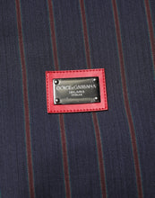 Dolce & Gabbana Blue Red Striped Logo Plaque Full Zip Jacket