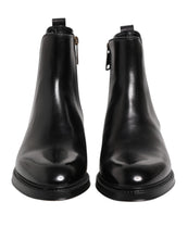 Dolce & Gabbana Black Chelsea Leather Mid Calf Boots Shoes