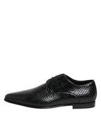 Dolce & Gabbana Black Exotic Leather Lace Up Derby Shoes