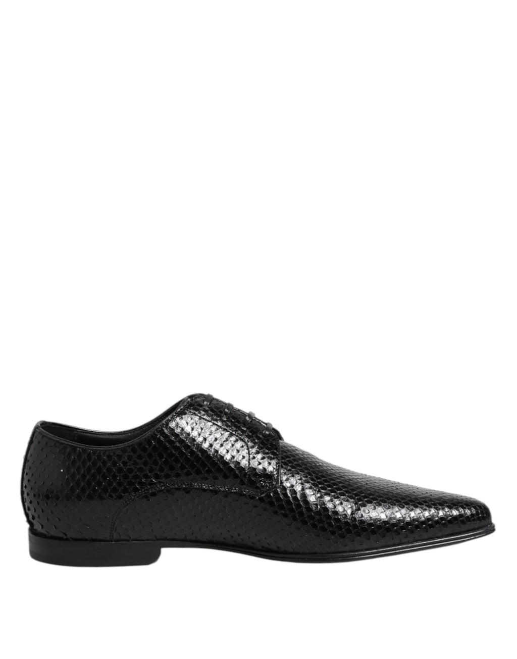 Dolce & Gabbana Black Exotic Leather Lace Up Derby Shoes