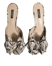 Dolce & Gabbana Multicolor Keira Bow Leather Peep Toe Mules Shoes