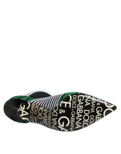 Dolce & Gabbana Green Stretch Sock Style Ankle Boots Shoes