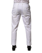 Dolce & Gabbana White Cotton Dress Slim Formal Trouser Pants