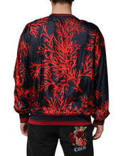 Dolce & Gabbana Navy Red Silk Coral Print Pullover Sweater