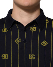 Dolce & Gabbana Black Logo Jacquard Knitted Polo Shirt T-shirt
