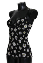 Black Daisy Print Dress Lingerie Chemisole Dolce & Gabbana