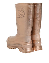 Dolce & Gabbana Rose Gold Rubber Pull On Rain Boots  Shoes