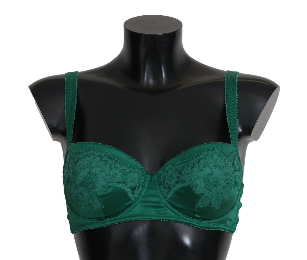 Green Silk Stretch Floral Lace Bra Underwear Dolce & Gabbana