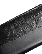 Dolce & Gabbana Black Leather DG Plaque Zip Around Continental Wallet
