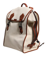 Dolce & Gabbana Beige Brown Canvas Leather EDGE Travel Men Back Pack Bag