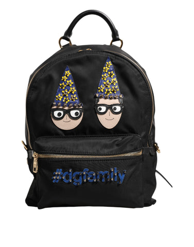 Dolce & Gabbana Black Nylon #DGFAMILY VULCANO Embellished Backpack Bag