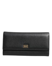 Dolce & Gabbana Black Leather Logo Plaque Card Holder Trifold Wallet