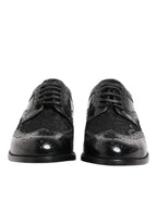 Dolce & Gabbana Black Leather Floral Lace Dress Formal  Shoes