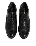 Dolce & Gabbana Black Leather Floral Lace Dress Formal  Shoes