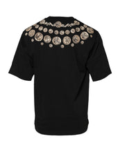 Dolce & Gabbana Black Coin Print Cotton Crew Neck T-shirt