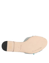 Dolce & Gabbana Silver Blue Leather Bead Embellish Slide Shoes