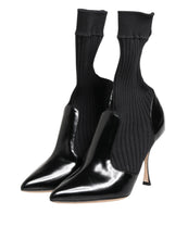 Dolce & Gabbana Black Stretch Stilettos Booties Socks Shoes