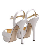 Dolce & Gabbana White Satin Platform Heels Sandals Shoes