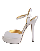 Dolce & Gabbana White Satin Platform Heels Sandals Shoes